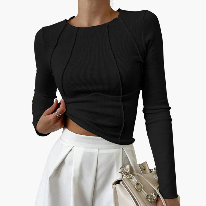 Womens Fitted Long Sleeve Top Stretch Fabric
