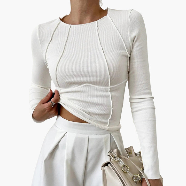 Womens Fitted Long Sleeve Top Stretch Fabric - BritishMode