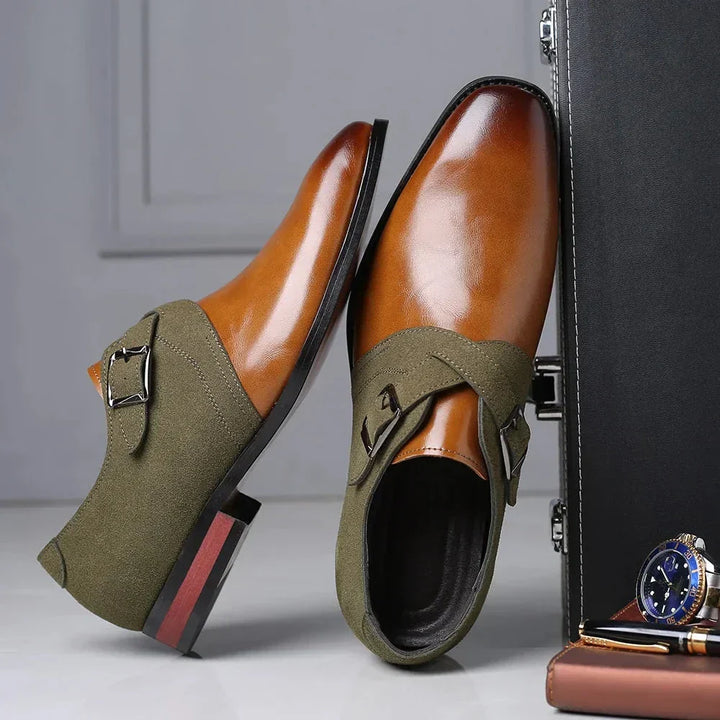 Mens Derby Dress Shoes Leather Slip-On Cushioned Comfort
