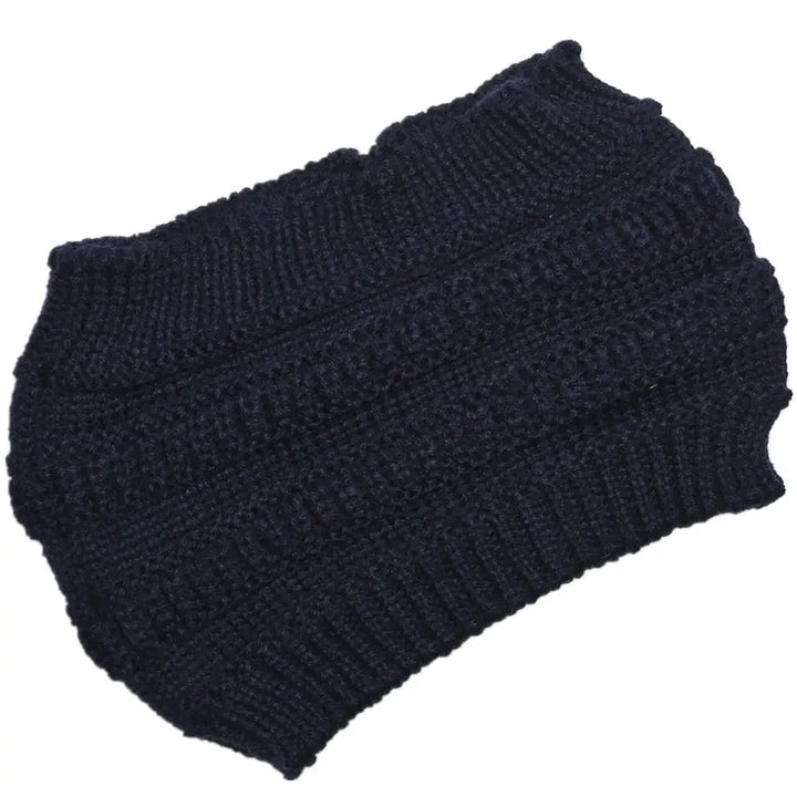 Womens Knit Ponytail Hat Soft Slouchy Fit