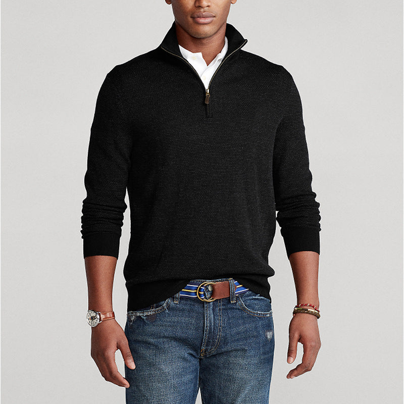 Mens Fleece Quarter-Zip Jumper Soft Warm Fit - BritishMode