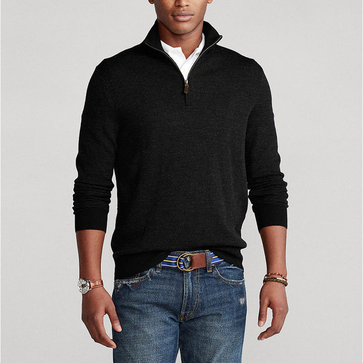 Mens Fleece Quarter-Zip Jumper Soft Warm Fit - BritishMode