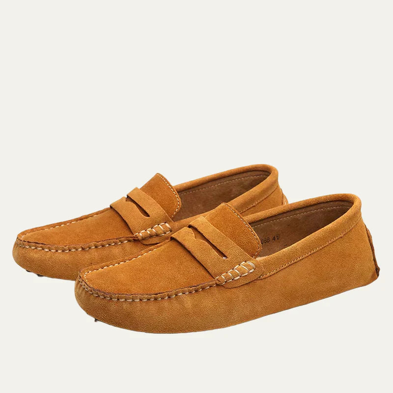 Mens Slip-On Driving Moccasins Suede Texture