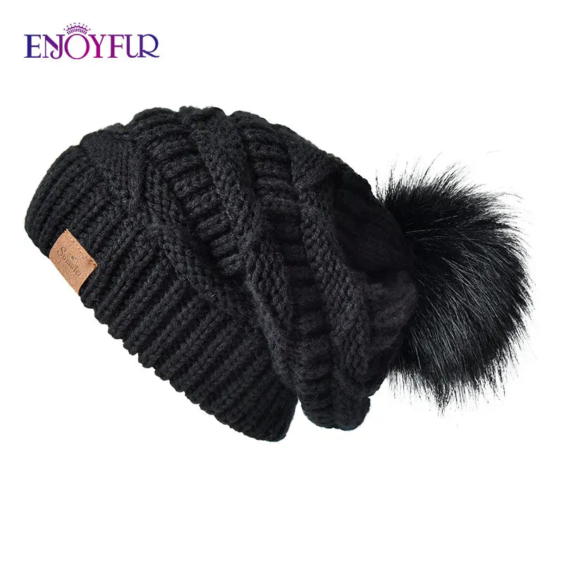 Unisex Slouch Beanie Hat Soft Faux Fur Winter