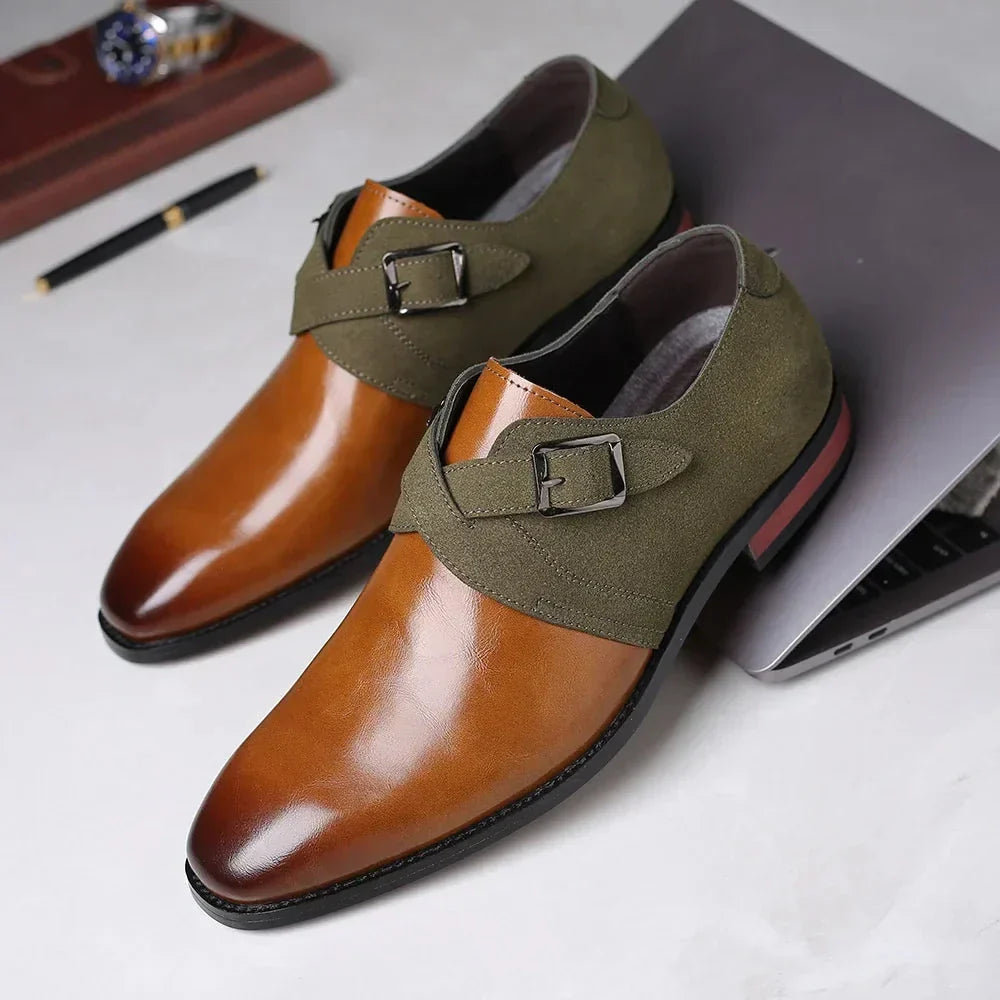 Mens Derby Dress Shoes Leather Slip-On Cushioned Comfort - BritishMode