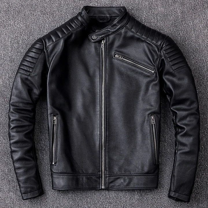 Mens Leather Biker Jacket Classic Moto Style - BritishMode