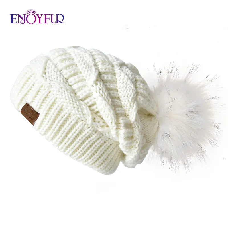 Unisex Slouch Beanie Hat Soft Faux Fur Winter