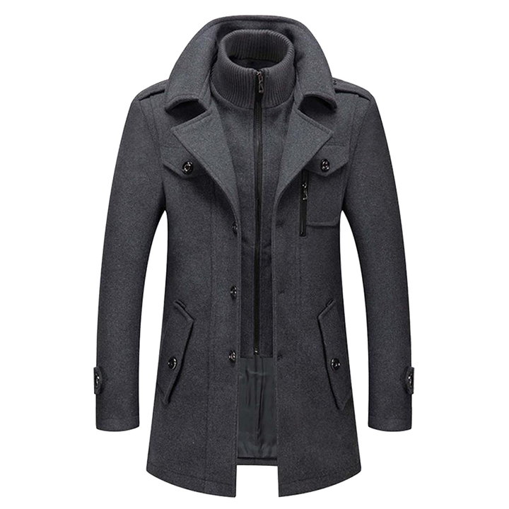 Mens Winter Coat Elegant Wool Blend Classic Fit