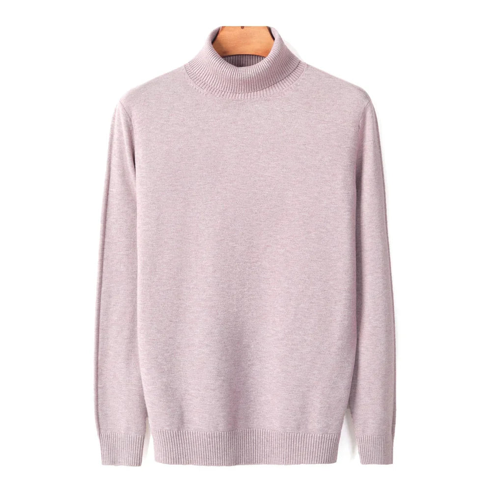 Mens Ribbed Turtleneck Knit Sweater Slim Fit