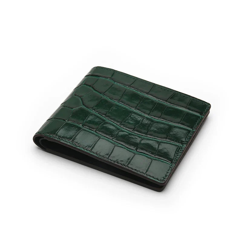 Mens Fold Wallet Crocodile Skin Texture