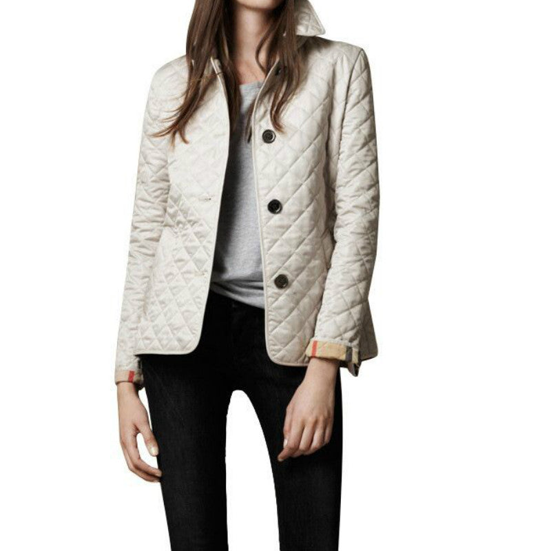 Womens Plaid Jacket with Lapel Collar Stylish Fit