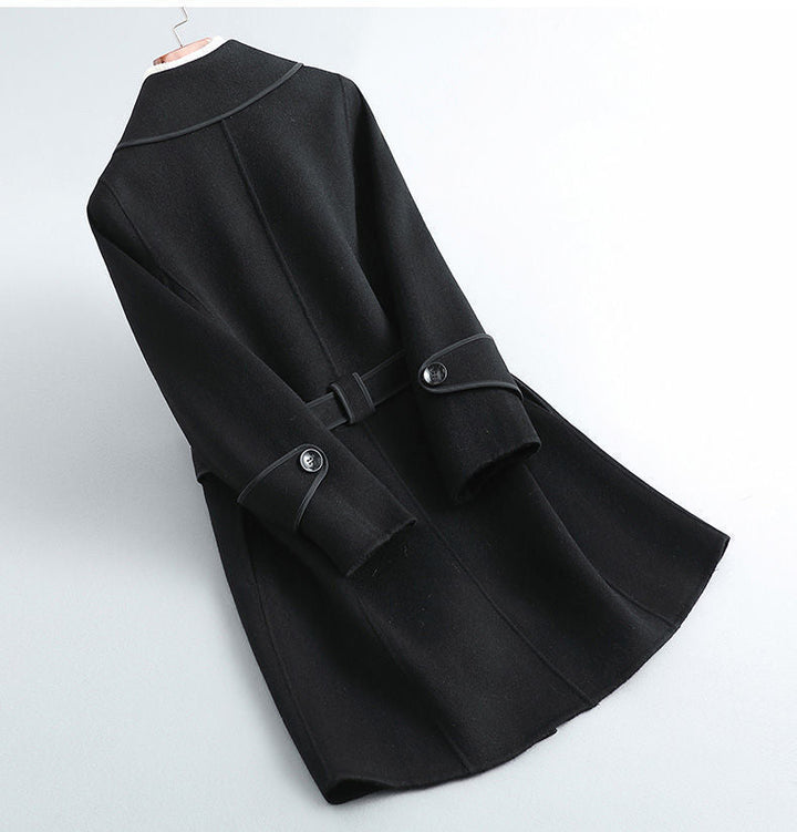 Womens Wool Coat Belted Tailored Wrap Overcoat