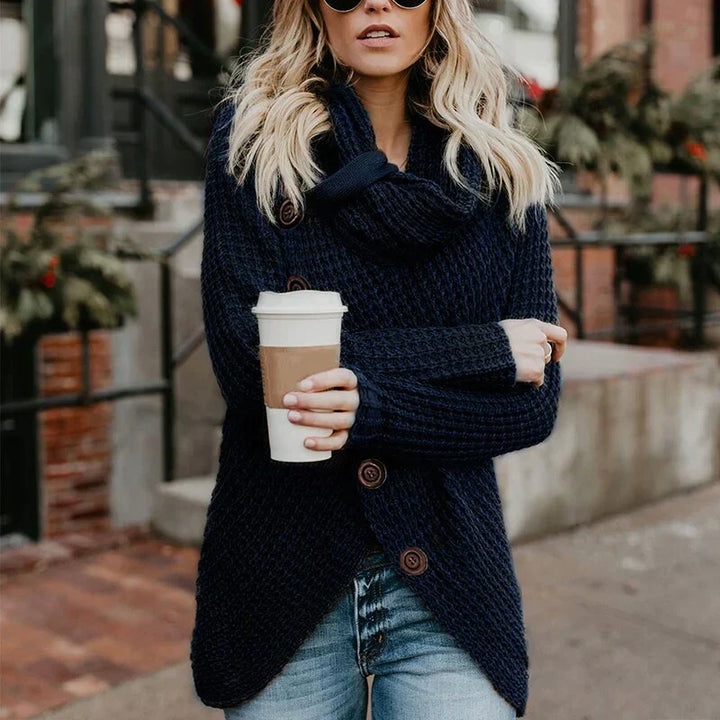 Womens Turtleneck Top Asymmetrical Modern Fit