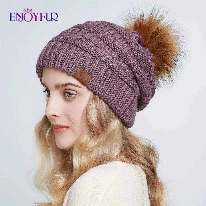 Unisex Slouch Beanie Hat Soft Faux Fur Winter