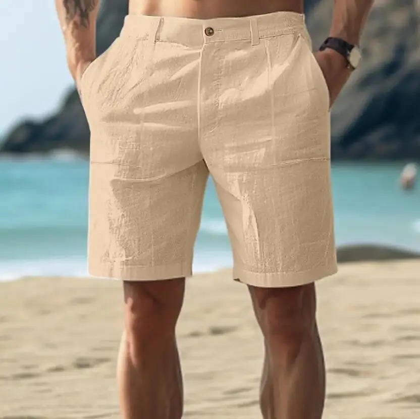 Mens Relaxed Fit Shorts Linen Look
