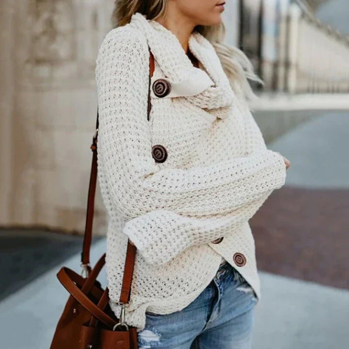 Womens Turtleneck Top Asymmetrical Modern Fit