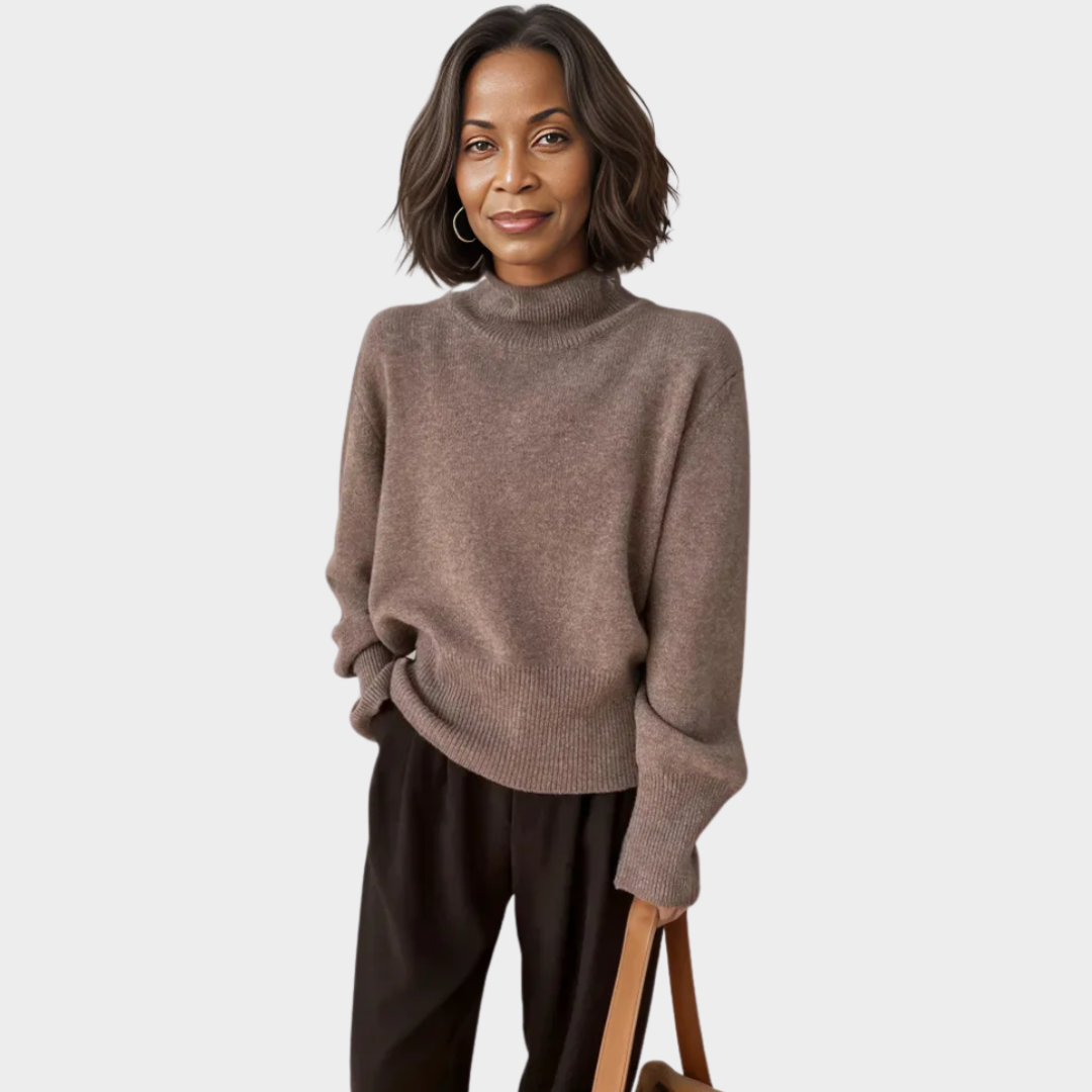 Womens Sweater High Neck Loose Fit - BritishMode