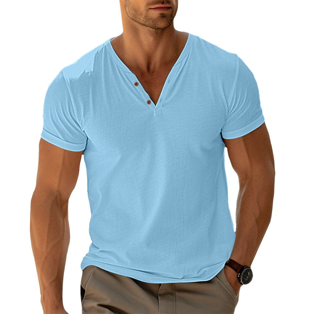 Mens Henley Shirt Button Front Tailored Fit