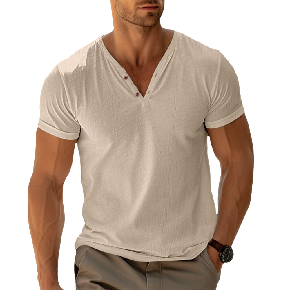 Mens Henley Shirt Button Front Tailored Fit