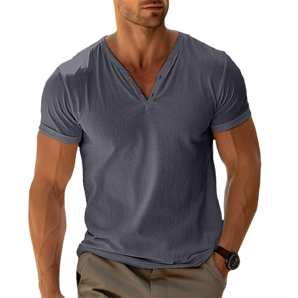 Mens Henley Shirt Button Front Tailored Fit