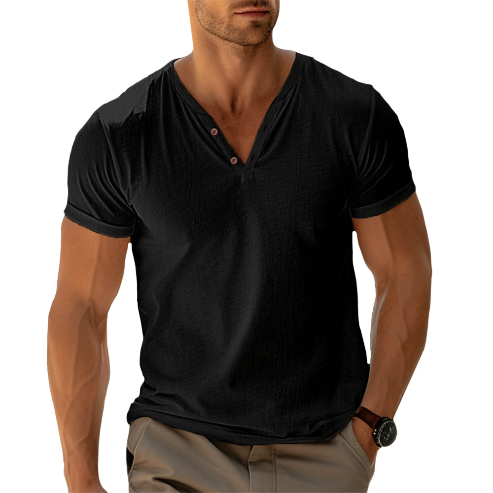Mens Henley Shirt Button Front Tailored Fit