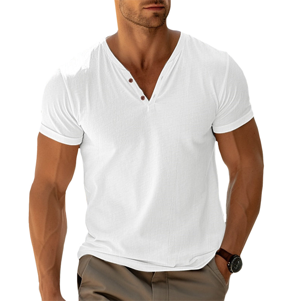 Mens Henley Shirt Button Front Tailored Fit - BritishMode
