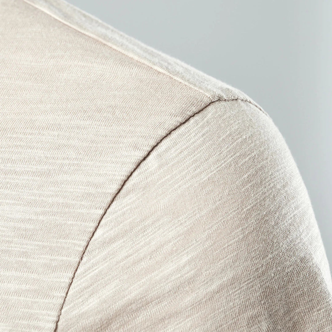 Mens Henley Shirt Cotton Button Placket Slim Fit