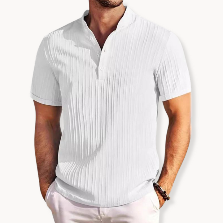 Mens Henley Shirt Short Button Placket Flexible Fit
