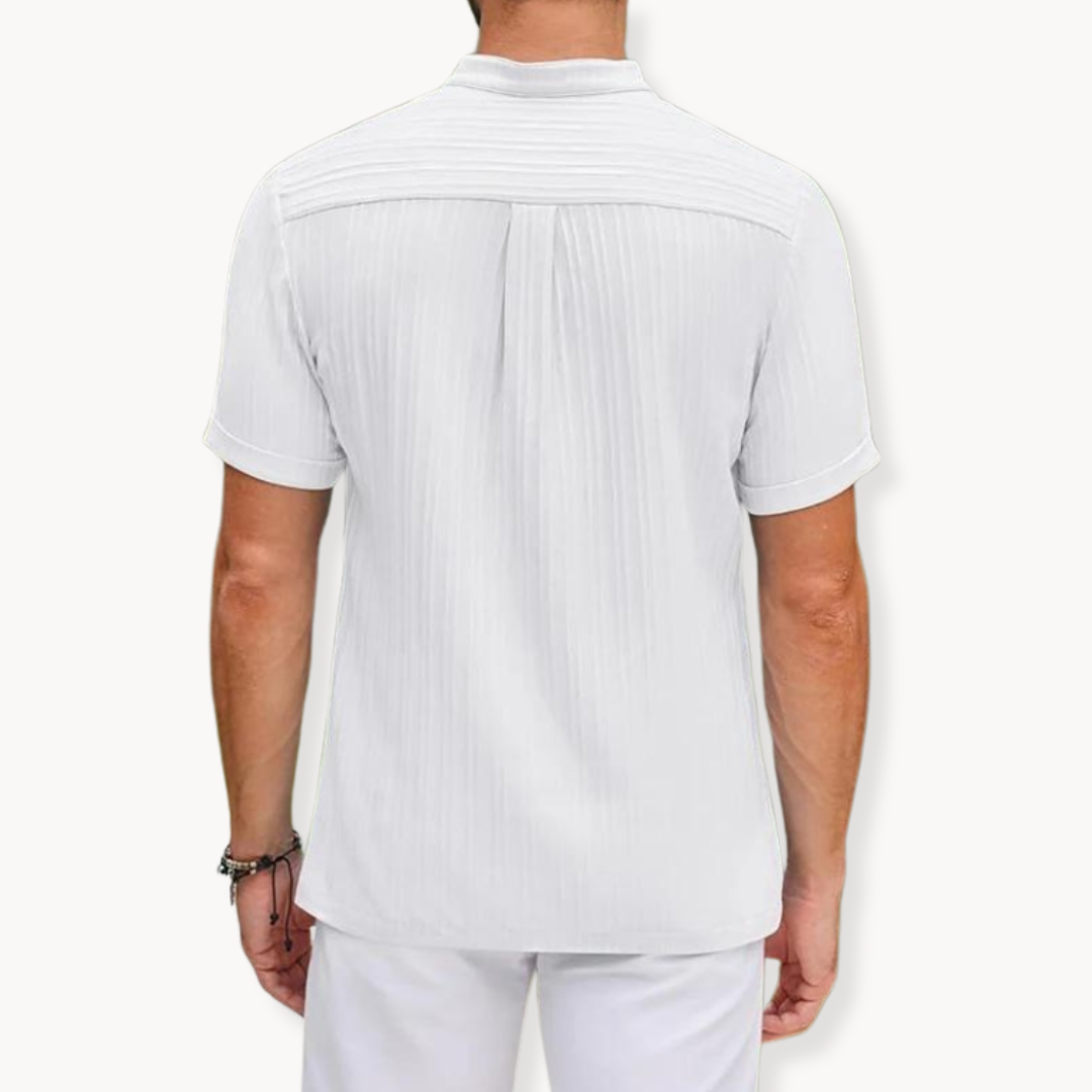 Mens Henley Shirt Short Button Placket Flexible Fit
