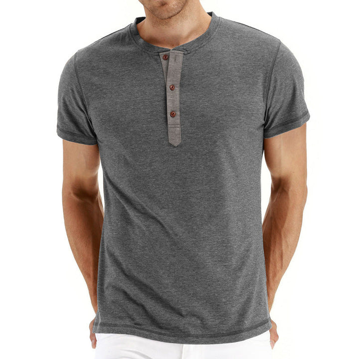 Mens Henley T-Shirt Soft Knit Fabric Adjustable Neck Placket