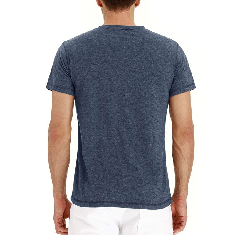 Mens Henley T-Shirt Soft Knit Fabric Adjustable Neck Placket