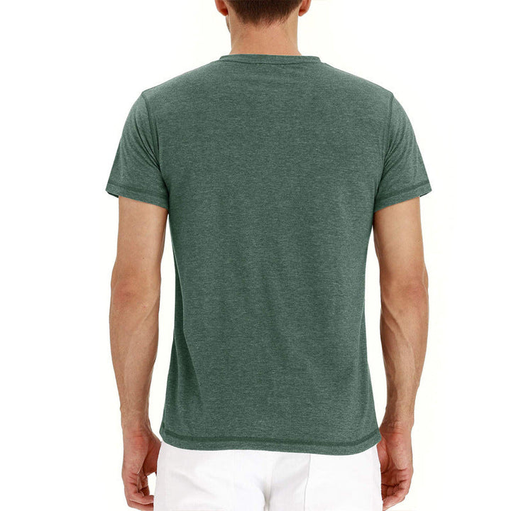 Mens Henley T-Shirt Soft Knit Fabric Adjustable Neck Placket