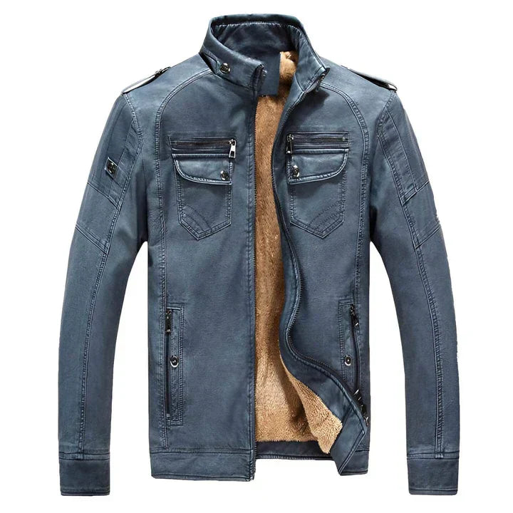 Mens Leather Motorcycle Jacket Fitted Style