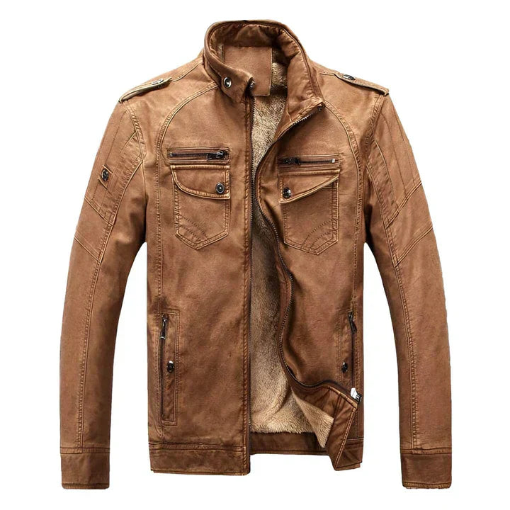 Mens Leather Motorcycle Jacket Fitted Style