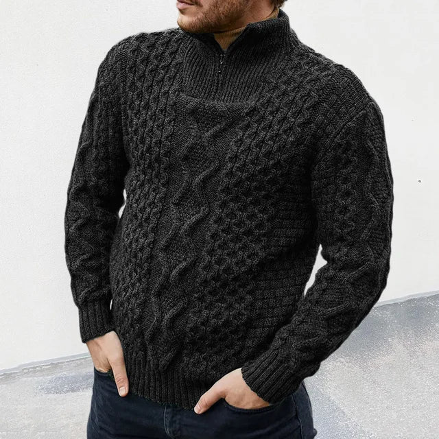 Mens Knit Sweater with Zipper Front - BritishMode