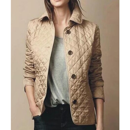 Womens Coat Diamond Stitched Quilted Style - BritishMode
