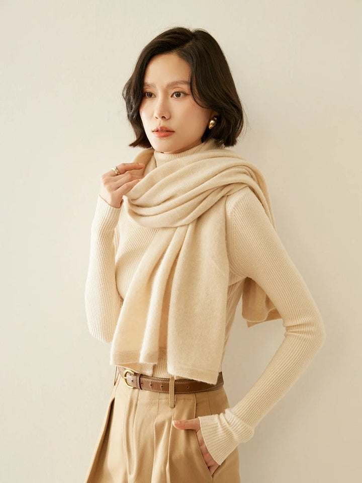 Womens Cashmere Blend Wrap Shawl Button Closure Soft Layering
