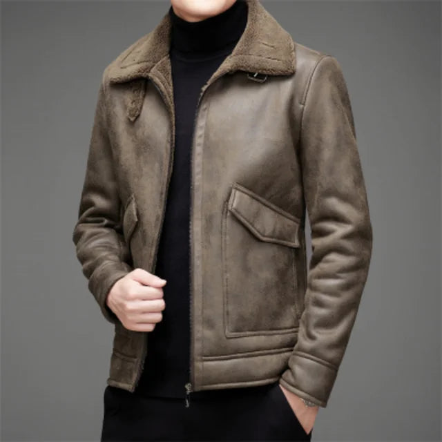 Mens Leather Coat Classic Fit