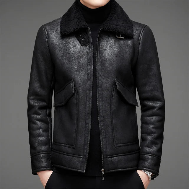 Mens Leather Coat Classic Fit - BritishMode
