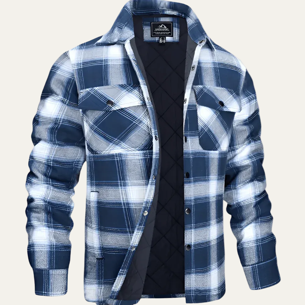 Mens Quilted Flannel Shirt Jacket Relaxed Fit