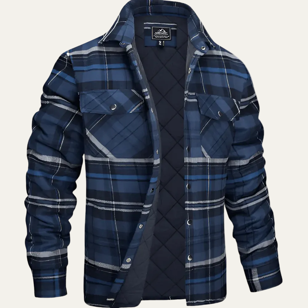 Mens Quilted Flannel Shirt Jacket Relaxed Fit