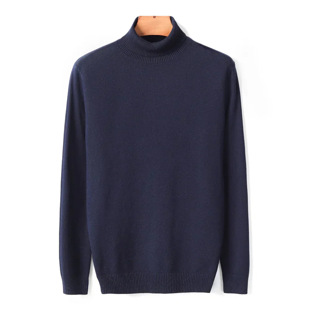 Mens Ribbed Turtleneck Knit Sweater Slim Fit