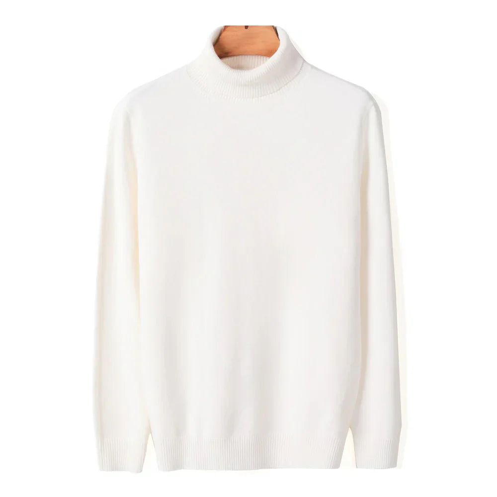 Mens Ribbed Turtleneck Knit Sweater Slim Fit