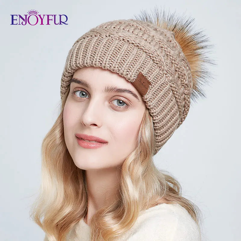 Unisex Slouch Beanie Hat Soft Faux Fur Winter