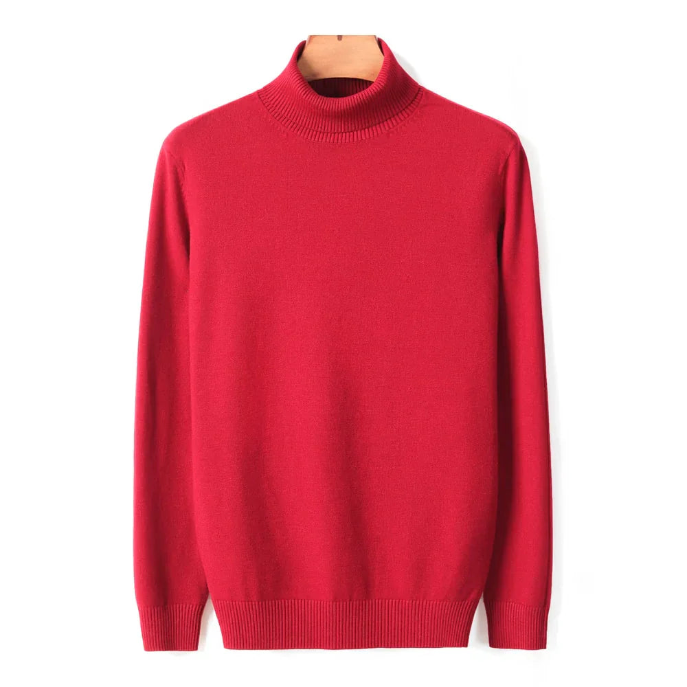 Mens Ribbed Turtleneck Knit Sweater Slim Fit