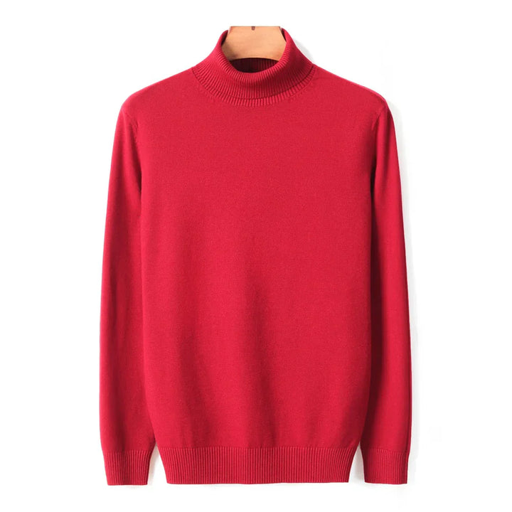 Mens Ribbed Turtleneck Knit Sweater Slim Fit
