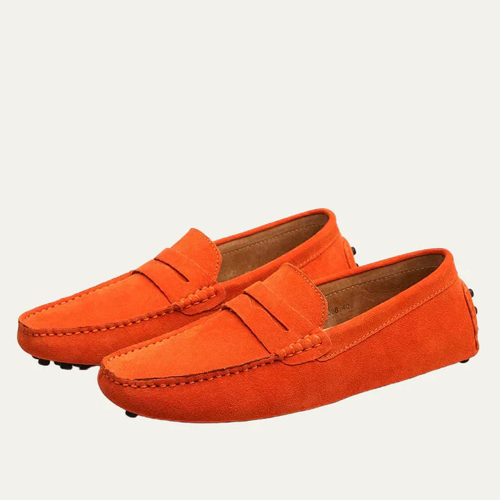 Mens Slip-On Driving Moccasins Suede Texture