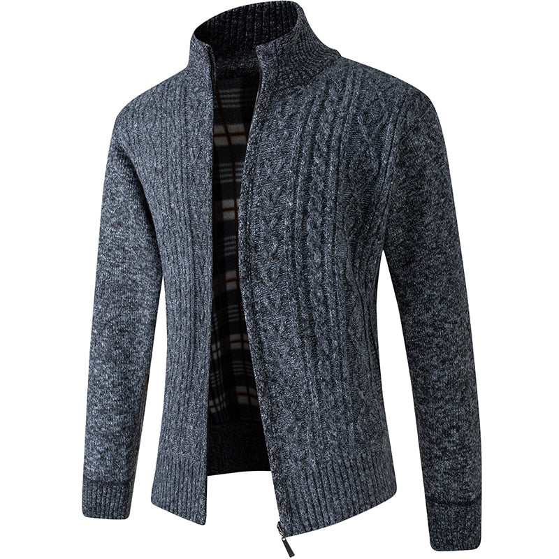 Mens Knitted Sweater with Zipper Casual Fit