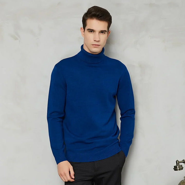 Mens Ribbed Turtleneck Knit Sweater Slim Fit