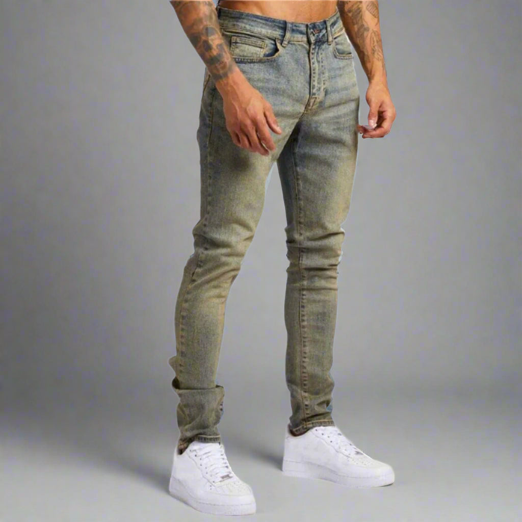Mens Slim Fit Jeans Stretch Denim Casual Style